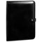 black Italian leather padfolio with snap closure