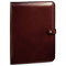cherry-colored Italian leather padfolio with snap closure