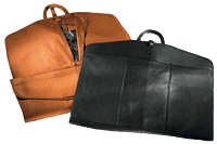 black and tan leather garment bags