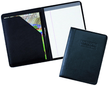 black leather padfolio with ruled pad