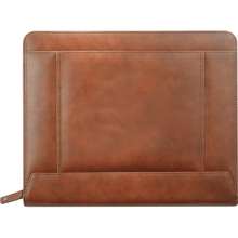 brown saddle grain leather zippered padfolio