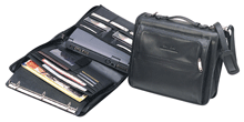 black leather compact computer folio