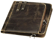 outside view of brown distressed-leather ziparound padfolio