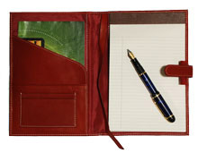 inside view of British Tan leather forever junior padfolio