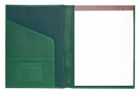 green leather letter size padfolio