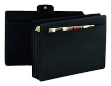black leather legal size accordion file folder