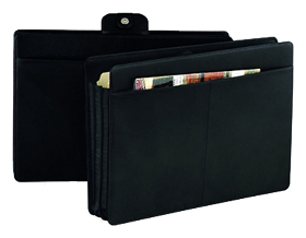 black leather legal size accordion file folder