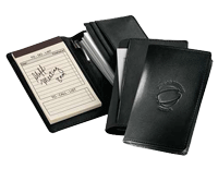 black leather multi-function notetaker with organizer section