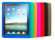 bllue, green, orange, pink and red silicone iPad covers