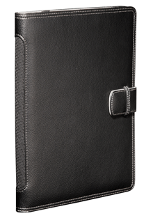 black vinyl passport case for iPad with tab closure