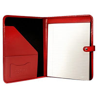 inside view of red Italian leather letter-size padfolio