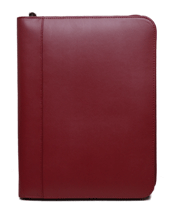 red bonded leather zippered padfolio