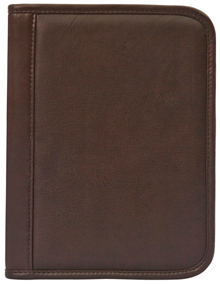 brown small cowhide leather padfolio front cover
