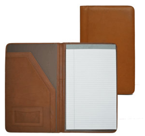 tan leather legal size folder with legal pad