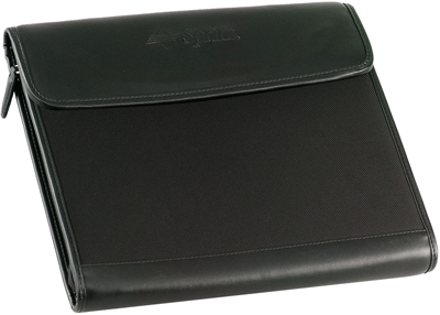 tri-fold ballistic nylon organizer with faux leather trim