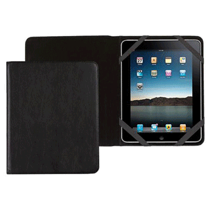 black leather iPad folio case