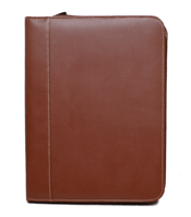 cognac bonded leather zippered padfolio