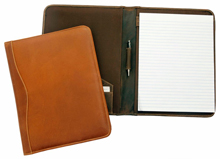 distressed tan and brown full-grain buffalo leather padfolios