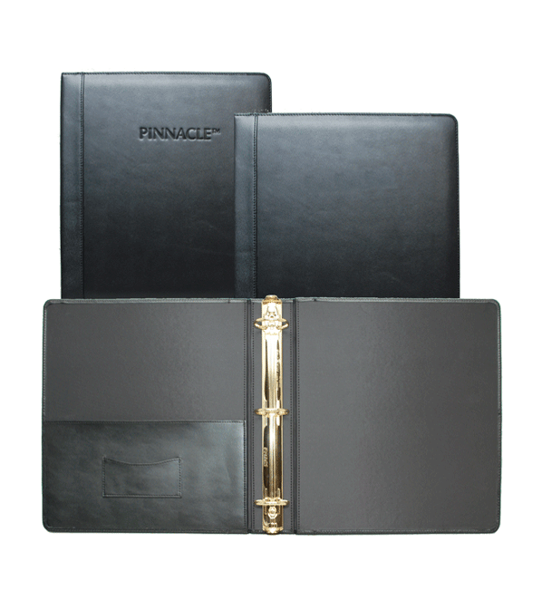 Black Leather 3Ring Binder, Personalized Leather Padfolio and Portfolio Covers