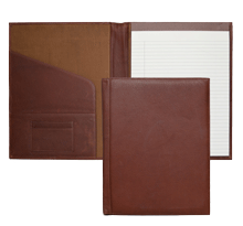 British tan leather padfolio with ivory pad
