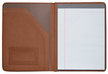 full-grain tan leather double pocket padfolio