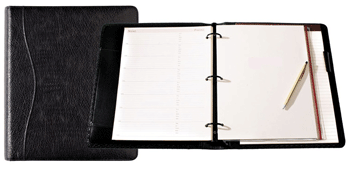 pebble grain leather planner binder
